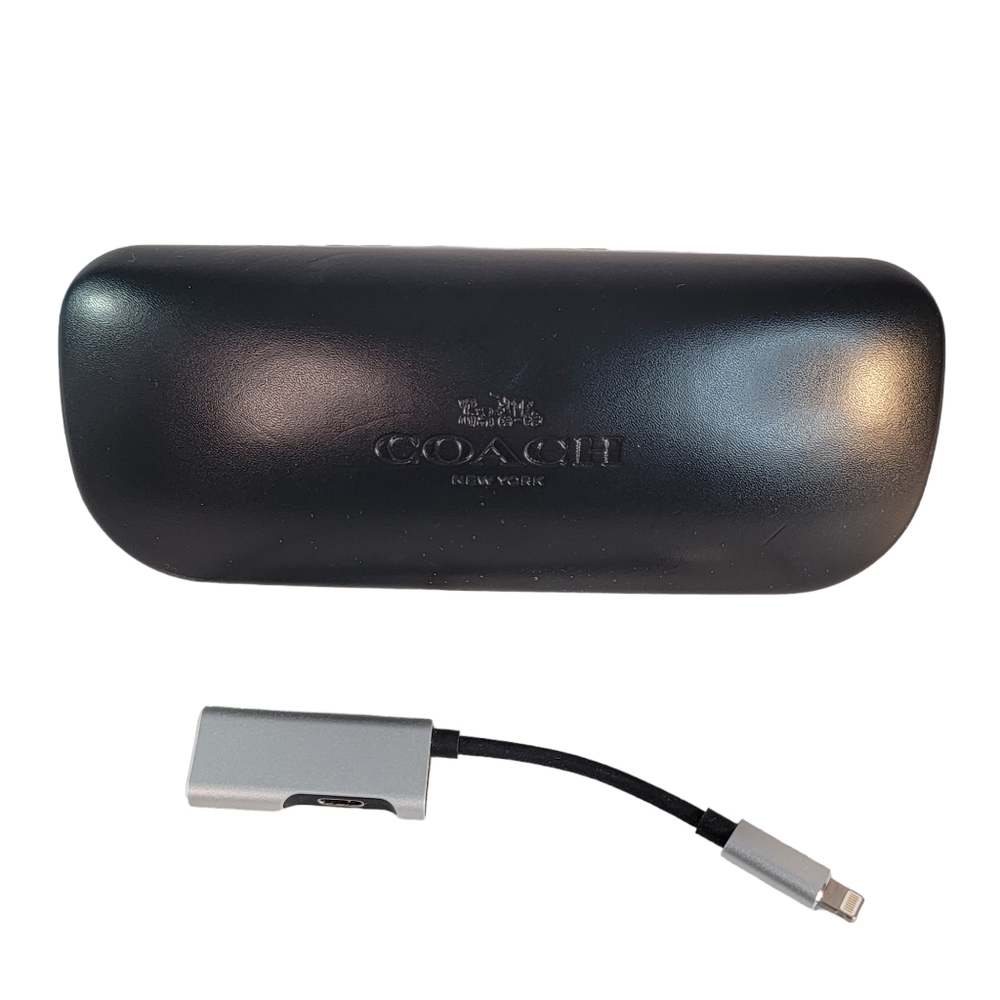 Coach New York Hard Sunglasses Case Bonus iPhone Headphone Jack Adapter 3.5mm